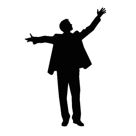 Vector silhouette of a man in a jacket on a white background.のイラスト素材