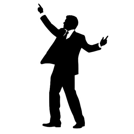 Vector silhouette of a man in a suit on a white background.のイラスト素材