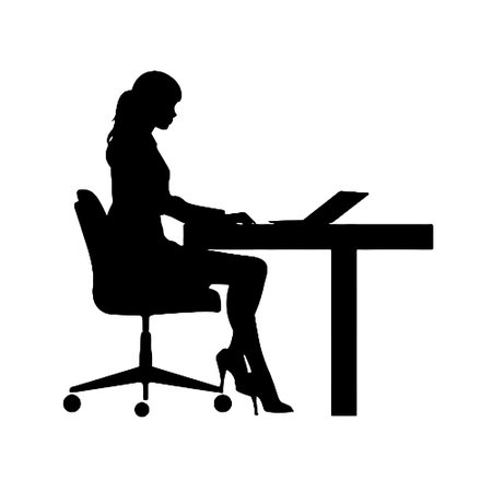 Vector silhouette of businesswoman on white background. Symbol of work and office.のイラスト素材