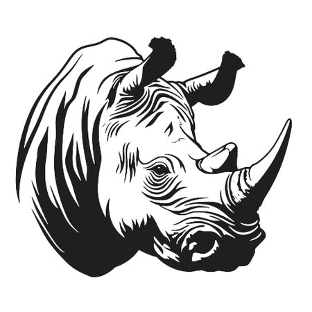 Rhinoceros head isolated on white background. Vector illustration.のイラスト素材