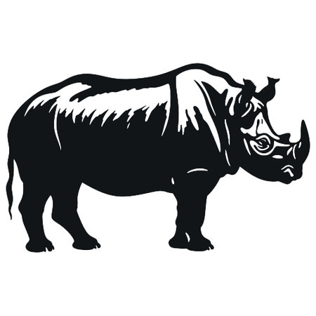 Black rhinoceros on a white background. Vector illustration.のイラスト素材