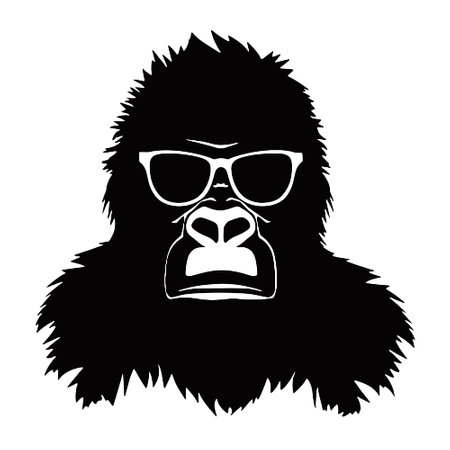 Gorilla with glasses. Vector illustration isolated on white background.のイラスト素材