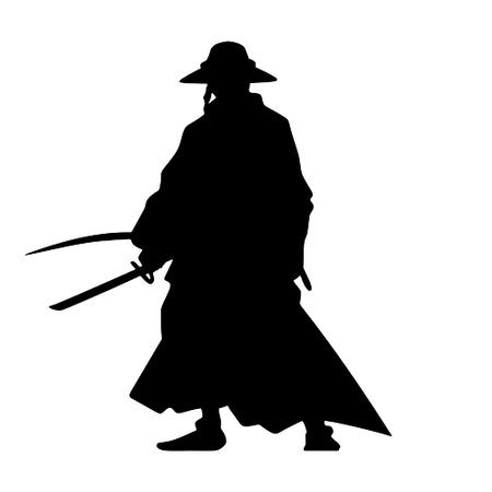 Samurai silhouette on a white background. Vector illustration for your designのイラスト素材