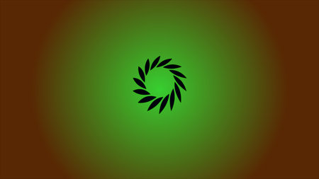 Olive branch in the form of a circle on a green backgroundの写真素材