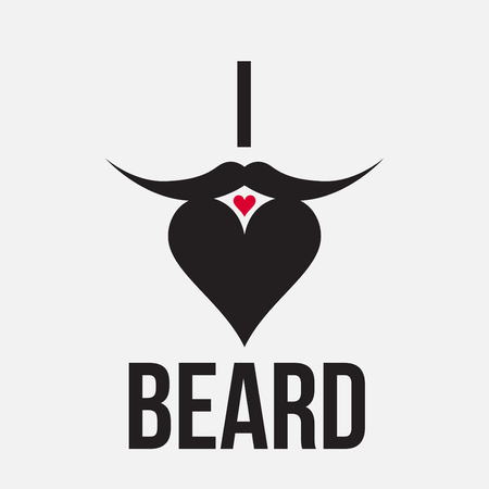 Illustration to popularized beard - beard shaping heart with text: I "love" beardのイラスト素材
