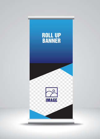 Roll up banner template vector, banner, stand, exhibition design, advertisement, pull up, x-banner and flag-banner layoutのイラスト素材