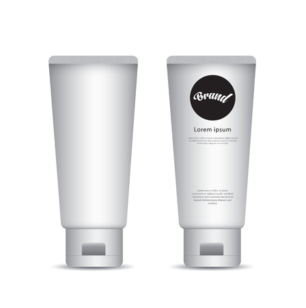 White tube mock-up for cream, lotion, gel, tooth paste, sauce, glue, paint. Packaging design. cosmetics product. vector illustration.のイラスト素材