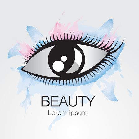 Eye vector icon, logo design for fashion, beauty, cosmetics, spa, web icon, hand drawn, colorful paintingのイラスト素材
