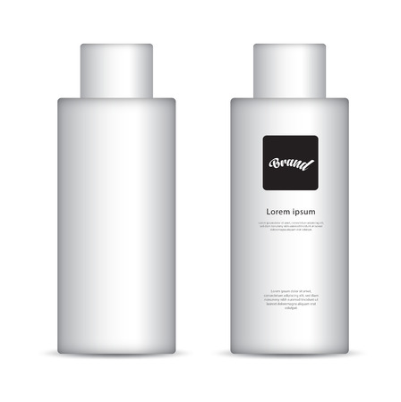 White Tall cosmetic bottle mockup for cream, lotion, gel, tooth paste, sauce, glue, paint. Packaging design. cosmetics product. vector illustration.のイラスト素材