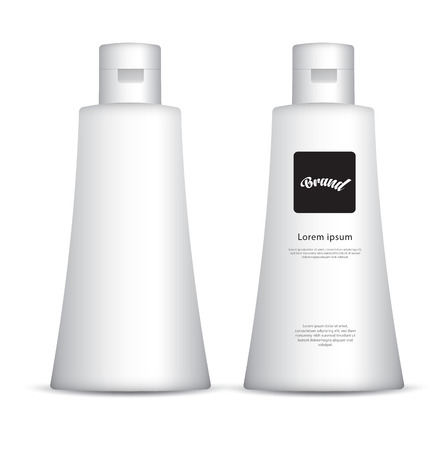 White Tall cosmetic bottle mockup for cream, lotion, gel, tooth paste, sauce, glue, paint. Packaging design. cosmetics product. vector illustration.のイラスト素材