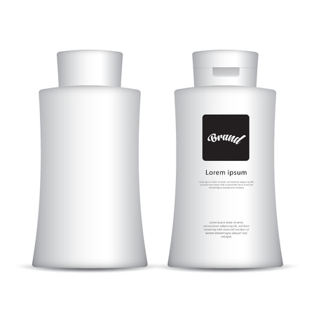 White Tall cosmetic bottle mockup for cream, lotion, gel, tooth paste, sauce, glue, paint. Packaging design. cosmetics product. vector illustration.のイラスト素材