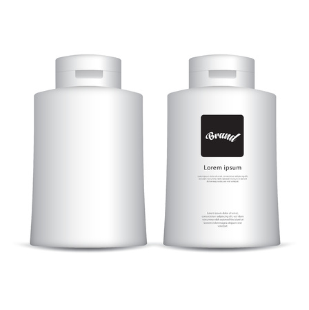 White Tall cosmetic bottle mockup for cream, lotion, gel, tooth paste, sauce, glue, paint. Packaging design. cosmetics product. vector illustration.のイラスト素材