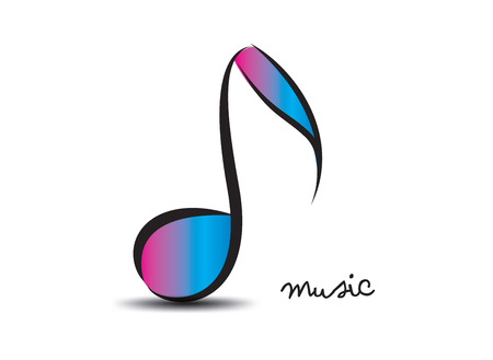 Music logo design template, musical note of floral shapes, web icon, vector illustrationのイラスト素材