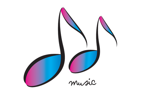 Music logo design template, musical note of floral shapes, web icon, vector illustrationのイラスト素材