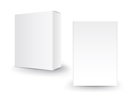 White package box vector, package design, 3d box, product design, realistic packaging for cosmetic or medical, paper boxes.のイラスト素材