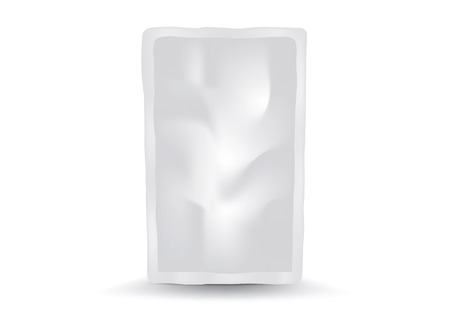 White Blank Foil Food Or Drink Bag Packaging vector, package design, 3d, product design, realistic packagingのイラスト素材