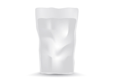 White Blank Foil Food Or Drink Bag Packaging vector, package design, 3d, product design, realistic packagingのイラスト素材