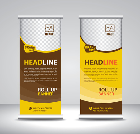 Roll up banner template vector, banner, stand, exhibition design, advertisement, pull up, x-banner and flag-banner layout, poster, presentation, ad, printのイラスト素材