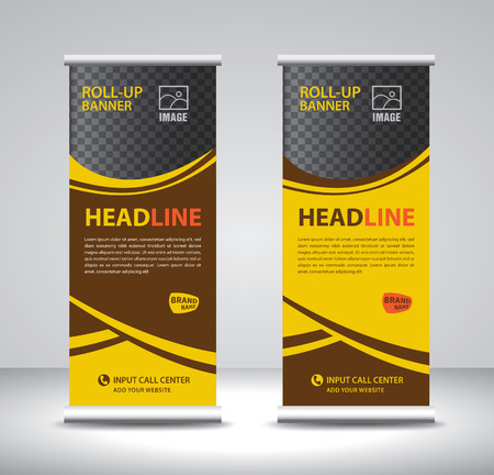 Roll up banner template vector, banner, stand, exhibition design, advertisement, pull up, x-banner and flag-banner layout, poster, presentation, ad, printのイラスト素材