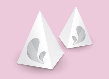 White 3d pyramid, Vector illustration, Box Packaging For Food, Gift Or Other Products, Product Packingのイラスト素材
