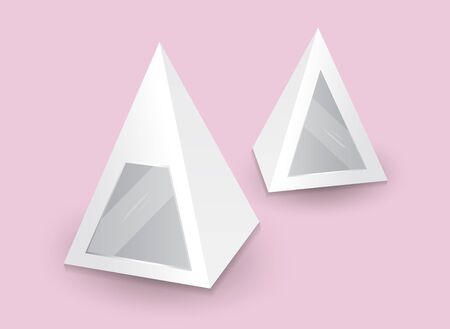 White 3d pyramid, Vector illustration, Box Packaging For Food, Gift Or Other Products, Product Packingのイラスト素材