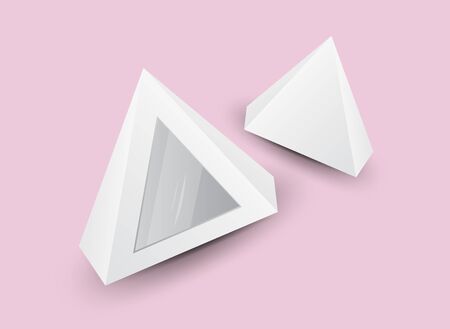 White 3d pyramid, Vector illustration, Box Packaging For Food, Gift Or Other Products, Product Packing, tent のイラスト素材