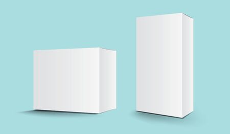 White package box vector, package design, 3d box, product design, realistic packaging for cosmetic or medical, paper boxes.のイラスト素材