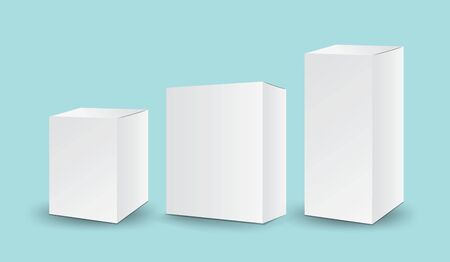 White package box vector, package design, 3d box, product design, realistic packaging for cosmetic or medical, paper boxes.のイラスト素材