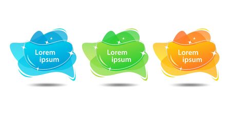 Set of liquid color abstract geometric shapes banner vector template, Colorful trendy  background, memphis design, logo, web icon designのイラスト素材