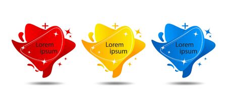 Set of liquid color abstract geometric shapes banner vector template, Colorful trendy  background, memphis design, logo, web icon designのイラスト素材