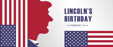 Lincoln's birthday holiday background vector, USA  banner template, poster, billboard, card, invitation.のイラスト素材