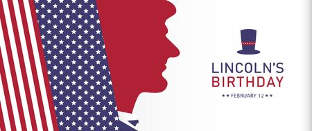 Lincoln's birthday holiday background vector, USA  banner template, poster, billboard, card, invitation.のイラスト素材