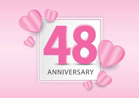 48 Years Anniversary Celebration With heart background. Valentineâs Day Anniversary banner vector templateのイラスト素材