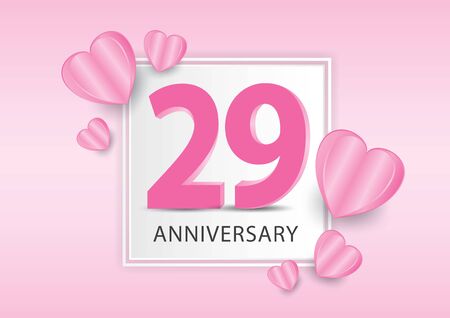 29 Years Anniversary Celebration With heart background. Valentineâs Day Anniversary banner vector templateのイラスト素材