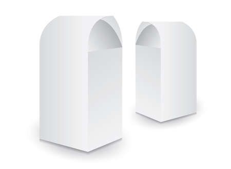 White package boxes vector, package design, set 3d boxes, product design, realistic packaging for drink and food, paper boxes. Mock up white cardboard box.のイラスト素材