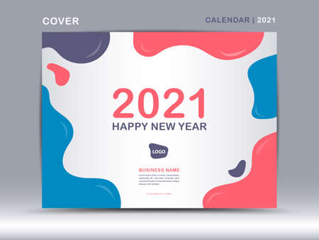 Cover design for Calendar 2021 template vector, Fluid colorful background, Trendy minimal, creative design, advertisement, Business flyer design, book coverのイラスト素材