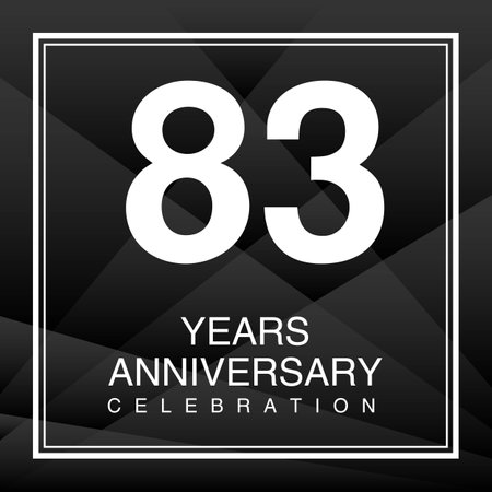 83 Year Anniversary Celebration Logo Vector On Red Background, 83 Number Design, 83th Birthday Logo, Logotype Number, Vector Anniversary For Celebration, Invitation Card, And Greeting Cardのイラスト素材
