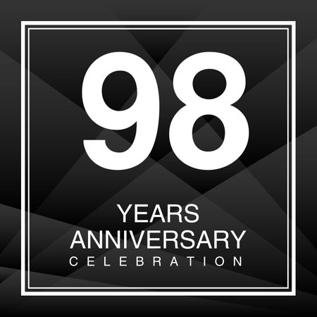 98 Year Anniversary Celebration Logo Vector On Red Background, 98 Number Design, 98th Birthday Logo, Logotype Number, Vector Anniversary For Celebration, Invitation Card, And Greeting Cardのイラスト素材