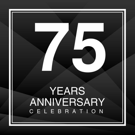 75 Year Anniversary Celebration Logo Vector On Red Background, 75 Number Design, 75th Birthday Logo, Logotype Number, Vector Anniversary For Celebration, Invitation Card, And Greeting Cardのイラスト素材