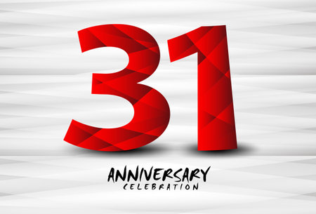 31 Year Anniversary Celebration Logo red polygon vector, 31 Number Design, 31th Birthday Logo, Logotype Number, Vector Anniversary For Celebration, Invitation Card, And Greeting Cardのイラスト素材