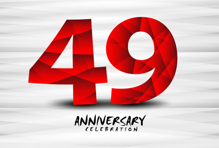 49 Year Anniversary Celebration Logo red polygon vector, 49 Number Design, 49th Birthday Logo, Logotype Number, Vector Anniversary For Celebration, Invitation Card, And Greeting Cardのイラスト素材
