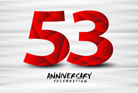 53 Year Anniversary Celebration Logo red polygon vector, 53 Number Design, 53th Birthday Logo, Logotype Number, Vector Anniversary For Celebration, Invitation Card, And Greeting Cardのイラスト素材