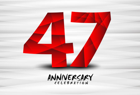 47 Year Anniversary Celebration Logo red polygon vector, 47 Number Design, 47th Birthday Logo, Logotype Number, Vector Anniversary For Celebration, Invitation Card, And Greeting Cardのイラスト素材