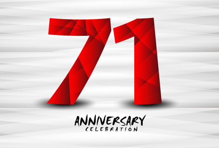 71 Year Anniversary Celebration Logo red polygon vector, 71 Number Design, 71th Birthday Logo, Logotype Number, Vector Anniversary For Celebration, Invitation Card, And Greeting Cardのイラスト素材