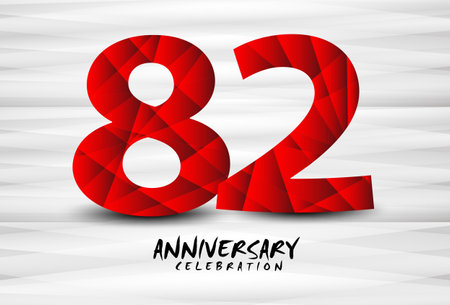 82 Year Anniversary Celebration Logo red polygon vector, 82 Number Design, 82th Birthday Logo, Logotype Number, Vector Anniversary For Celebration, Invitation Card, And Greeting Cardのイラスト素材