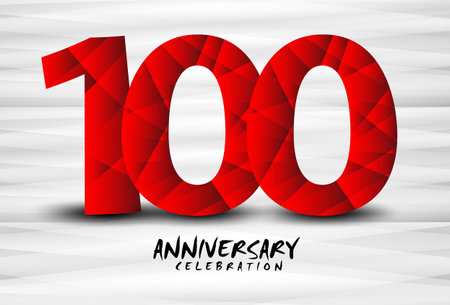 100 Year Anniversary Celebration Logo red polygon vector, 100 Number Design, 100th Birthday Logo, Logotype Number, Vector Anniversary For Celebration, Invitation Card, And Greeting Cardのイラスト素材
