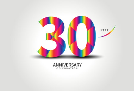 30 Year Anniversary Celebration Logo colorful vector, 30 Number Design, 30th Birthday Logo, Logotype Number, Vector Anniversary For Celebration, Invitation Card, Greeting Card. logo number Anniversaryのイラスト素材