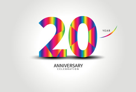 20 Year Anniversary Celebration Logo colorful vector, 20 Number Design, 20th Birthday Logo, Logotype Number, Vector Anniversary For Celebration, Invitation Card, Greeting Card. logo number Anniversaryのイラスト素材