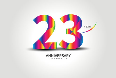 23 Year Anniversary Celebration Logo colorful vector, 23 Number Design, 23th Birthday Logo, Logotype Number, Vector Anniversary For Celebration, Invitation Card, Greeting Card. logo number Anniversaryのイラスト素材