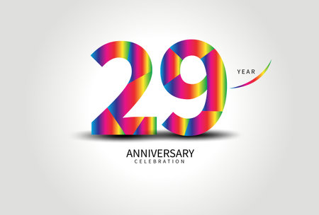 29 Year Anniversary Celebration Logo colorful vector, 29 Number Design, 29th Birthday Logo, Logotype Number, Vector Anniversary For Celebration, Invitation Card, Greeting Card. logo number Anniversaryのイラスト素材